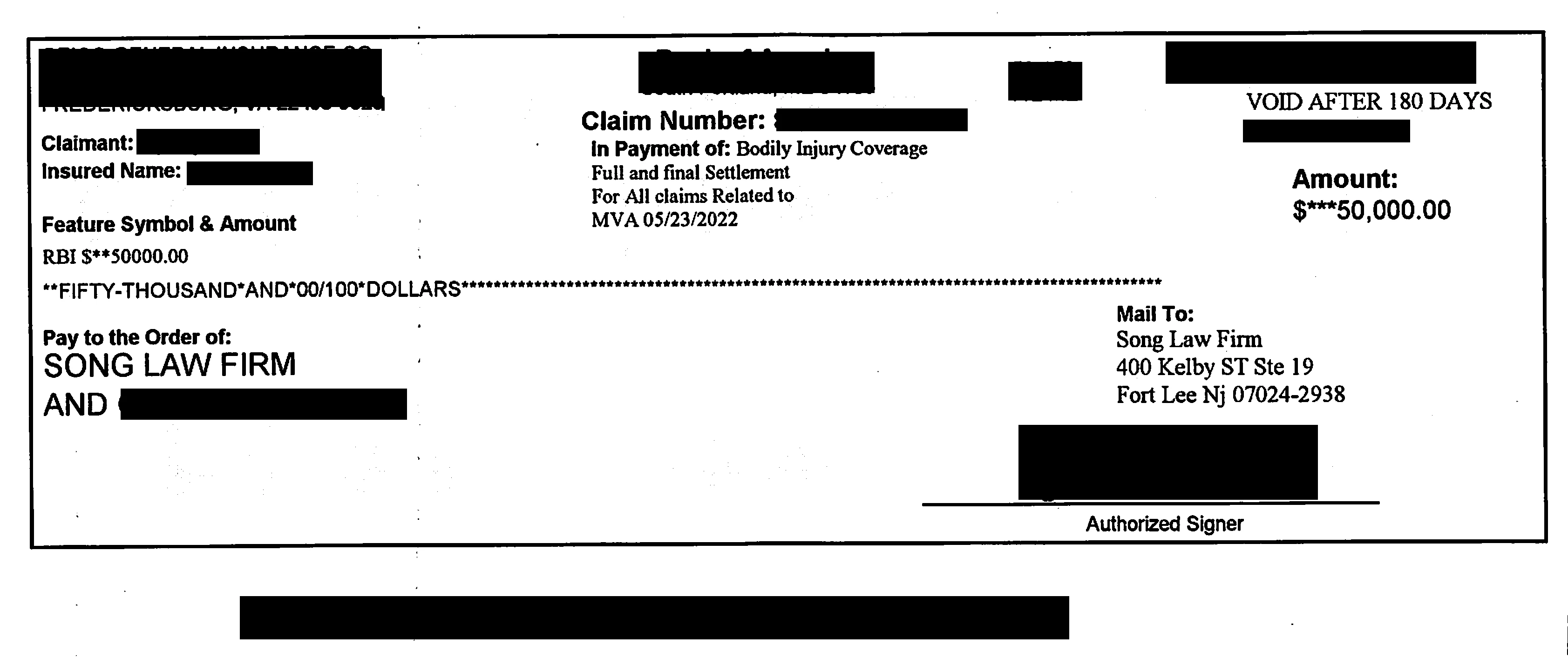PI Success Story 7 Check 1 — Song Law Firm