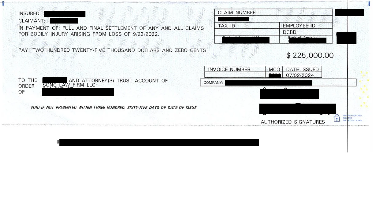 PI Success Story 225k — Song Law Firm