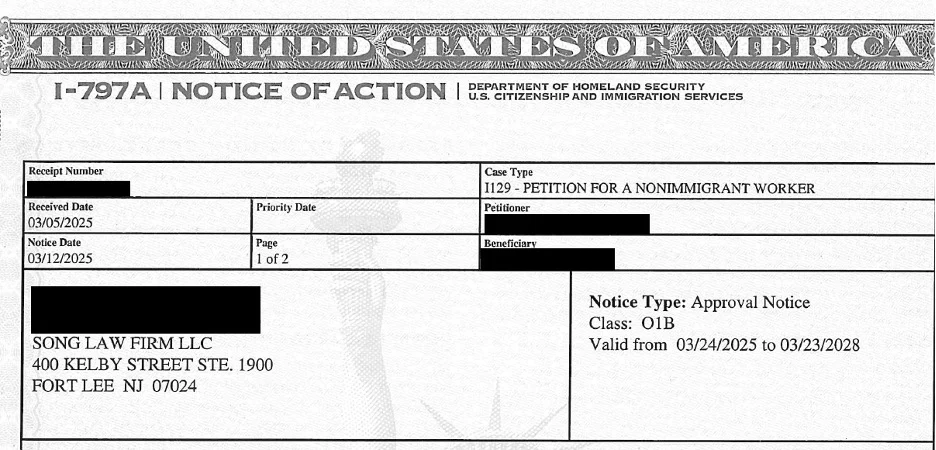 O 1B Interior Designers Artist Visa Approved — Song Law Firm