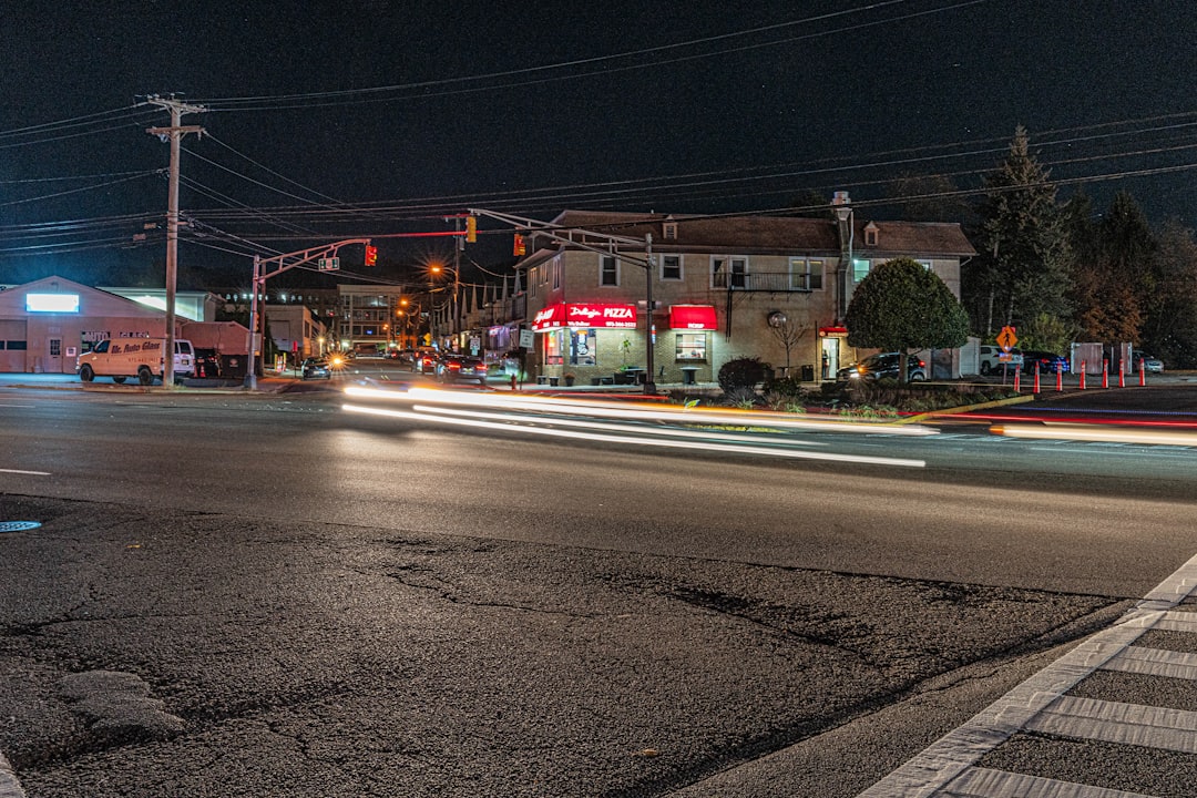 Long exposure of a street intersection at night