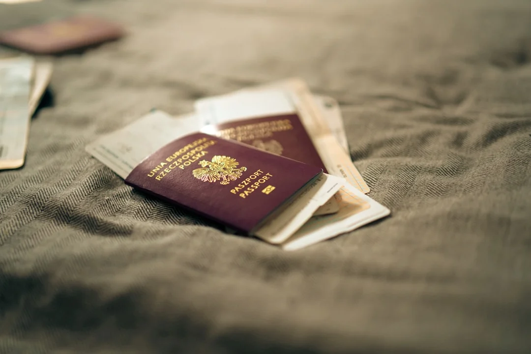 Passports on textured surface