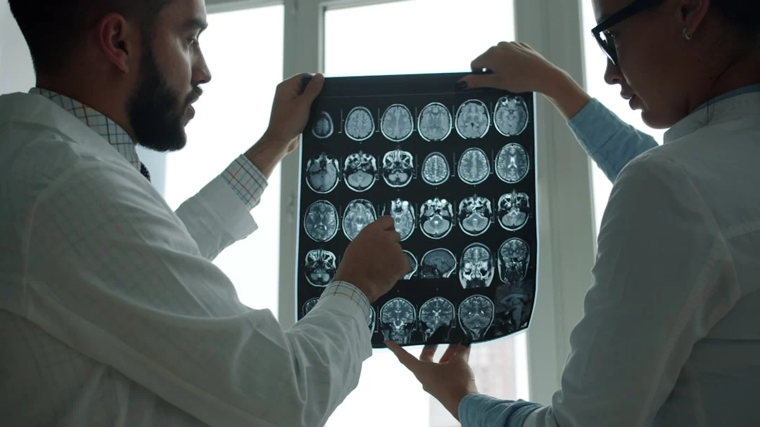 Doctors examining MRI scans representing the medical evidence required to meet NJ Verbal Threshold in personal injury lawsuits