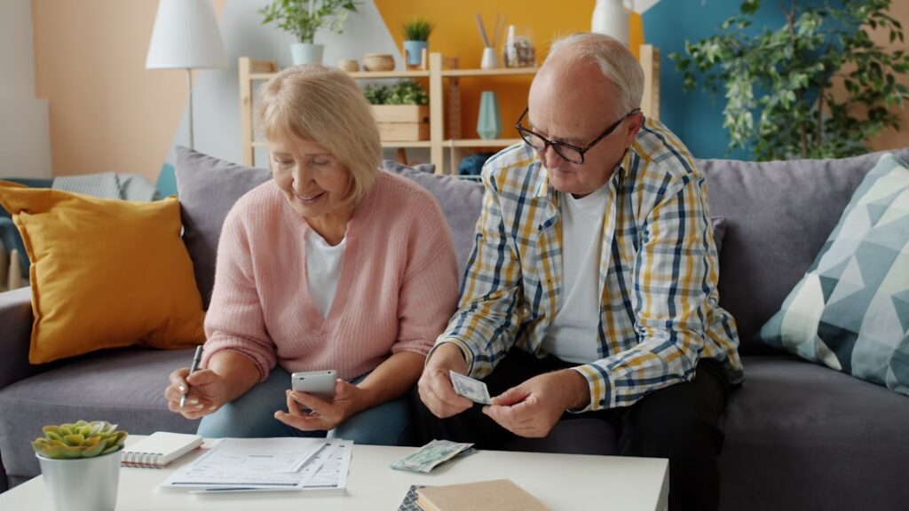 Elderly couple reviewing family estate planning
