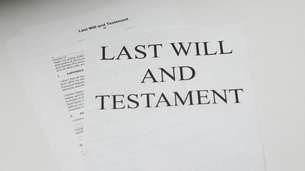 Last will and testament document