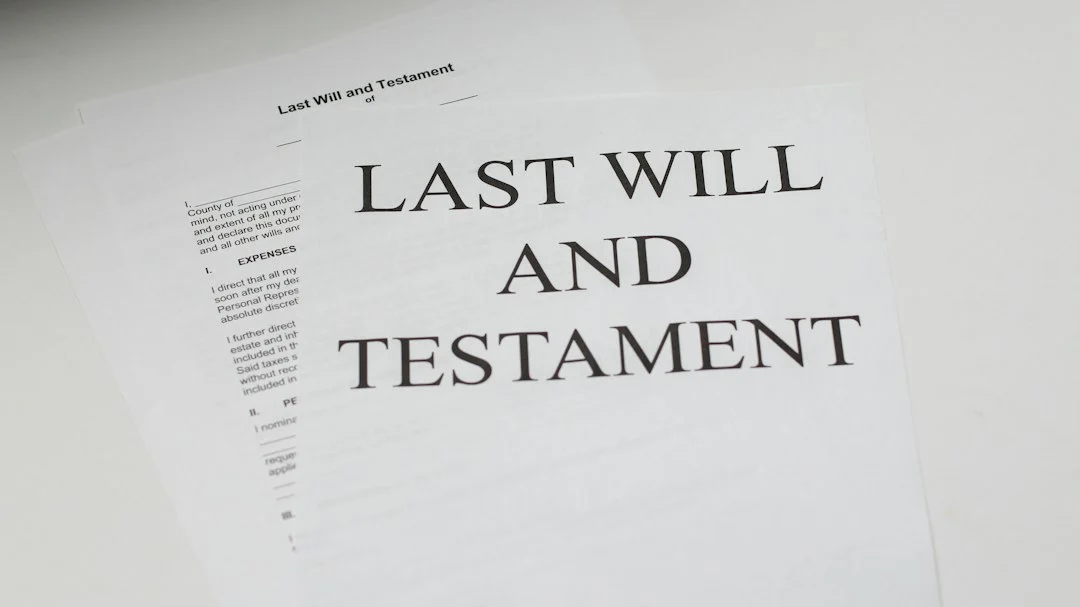 Last will and testament document