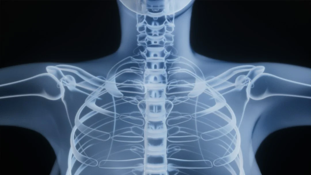 X-ray of a human torso and shoulders